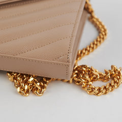 Saint Laurent Classic Cassandre Chain Wallet on Chain WOC Dark Beige Saint Laurent Classic Cassandre Chain Wallet on Chain WOC Dark Beige