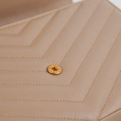 Saint Laurent Classic Cassandre Chain Wallet on Chain WOC Dark Beige Saint Laurent Classic Cassandre Chain Wallet on Chain WOC Dark Beige