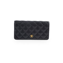 Chanel Caviar Long Fold Wallet Black Chanel Caviar Long Fold Wallet Black
