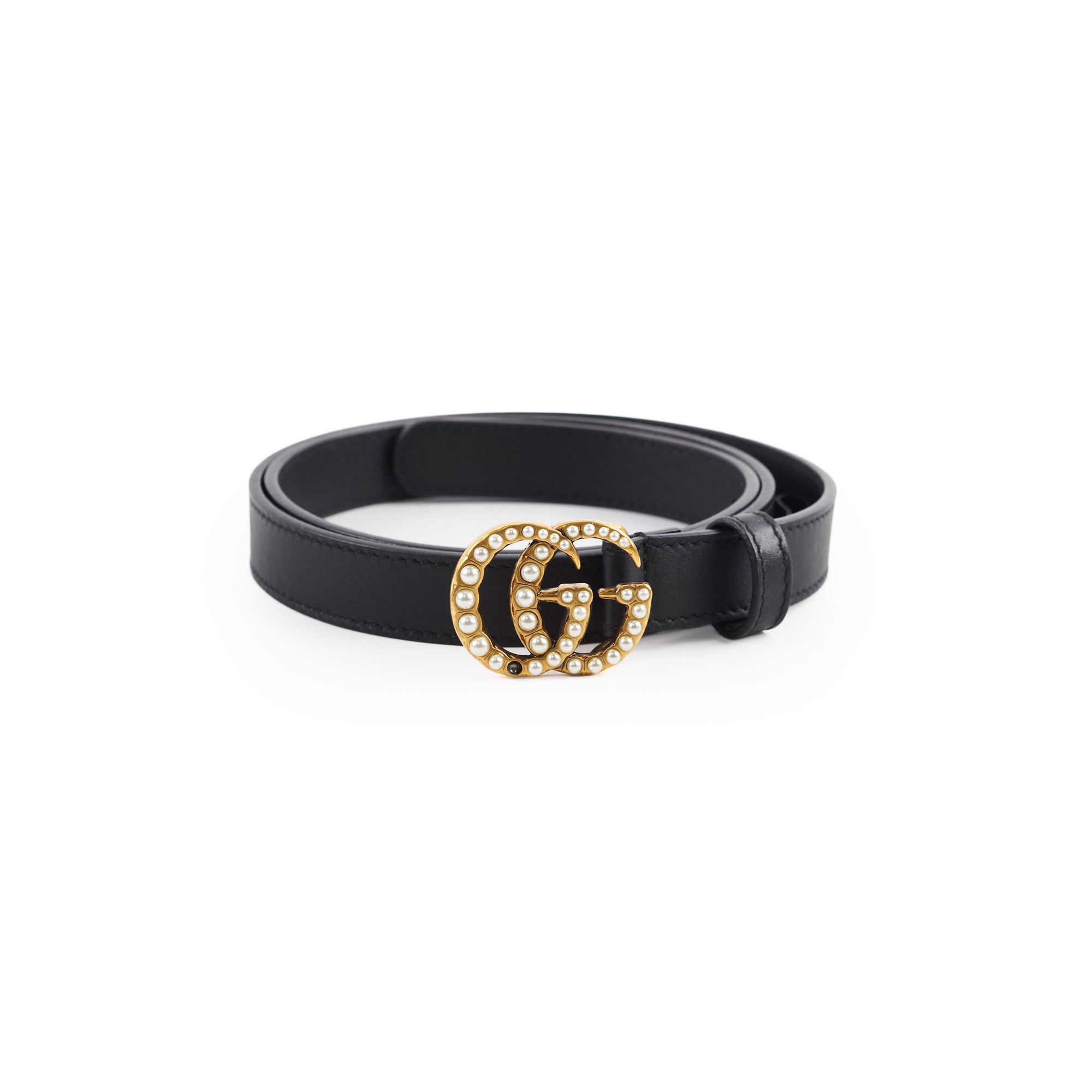 Gucci GG Pearl Black Thin Belt Size 80cm Width 2cm – THE PURSE AFFAIR