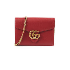 Gucci Marmont Leather Wallet on Chain WOC Red Gucci Marmont Leather Wallet on Chain WOC Red