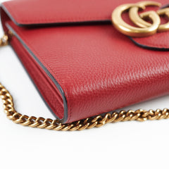 Gucci Marmont Leather Wallet on Chain WOC Red Gucci Marmont Leather Wallet on Chain WOC Red