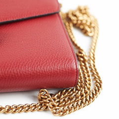 Gucci Marmont Leather Wallet on Chain WOC Red Gucci Marmont Leather Wallet on Chain WOC Red