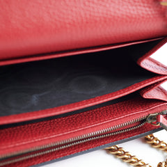 Gucci Marmont Leather Wallet on Chain WOC Red Gucci Marmont Leather Wallet on Chain WOC Red