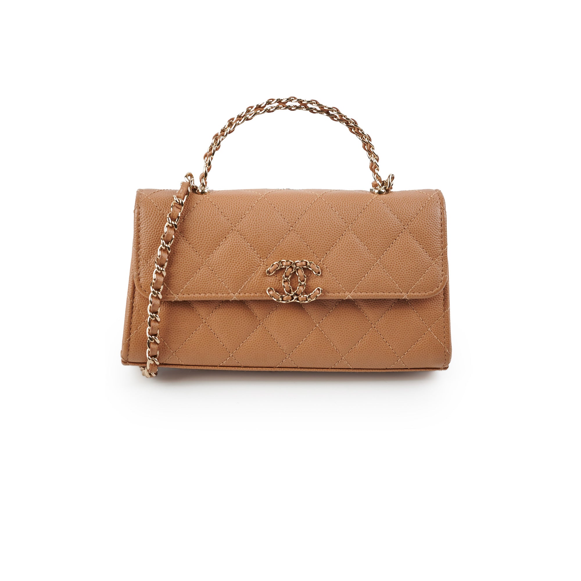 Chanel Kelly Top Handle Dark Beige Caviar Microchipped – THE