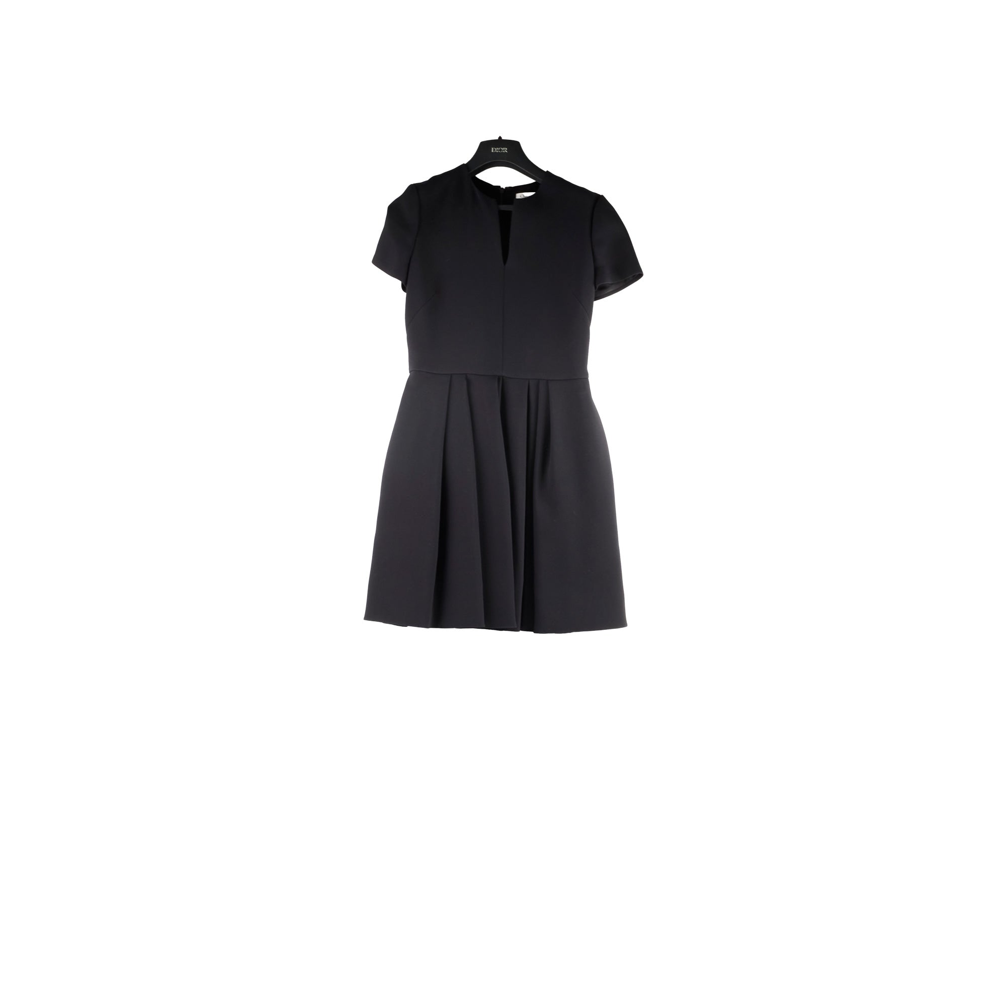 Christina Dior Short Pleated Dress Size 38 Black