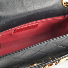 Chanel Logo Enchained Quilted Calfskin Medium Black Flap Bag Chanel Logo Enchained Quilted Calfskin Medium Black Flap Bag