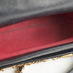 Chanel Logo Enchained Quilted Calfskin Medium Black Flap Bag Chanel Logo Enchained Quilted Calfskin Medium Black Flap Bag