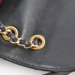 Chanel Logo Enchained Quilted Calfskin Medium Black Flap Bag Chanel Logo Enchained Quilted Calfskin Medium Black Flap Bag