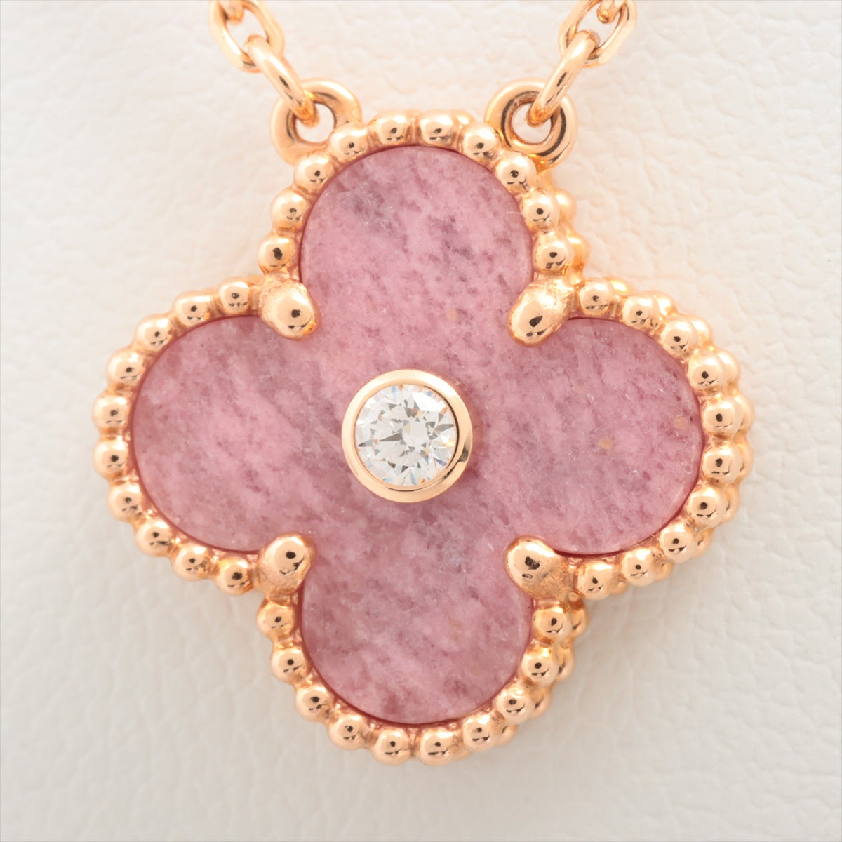 Van Cleef Arpels Vintage Alhambra Rhodonite diamond Necklace