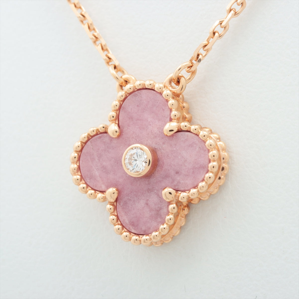 Van Cleef Arpels Vintage Alhambra Rhodonite Diamond Necklace Holiday