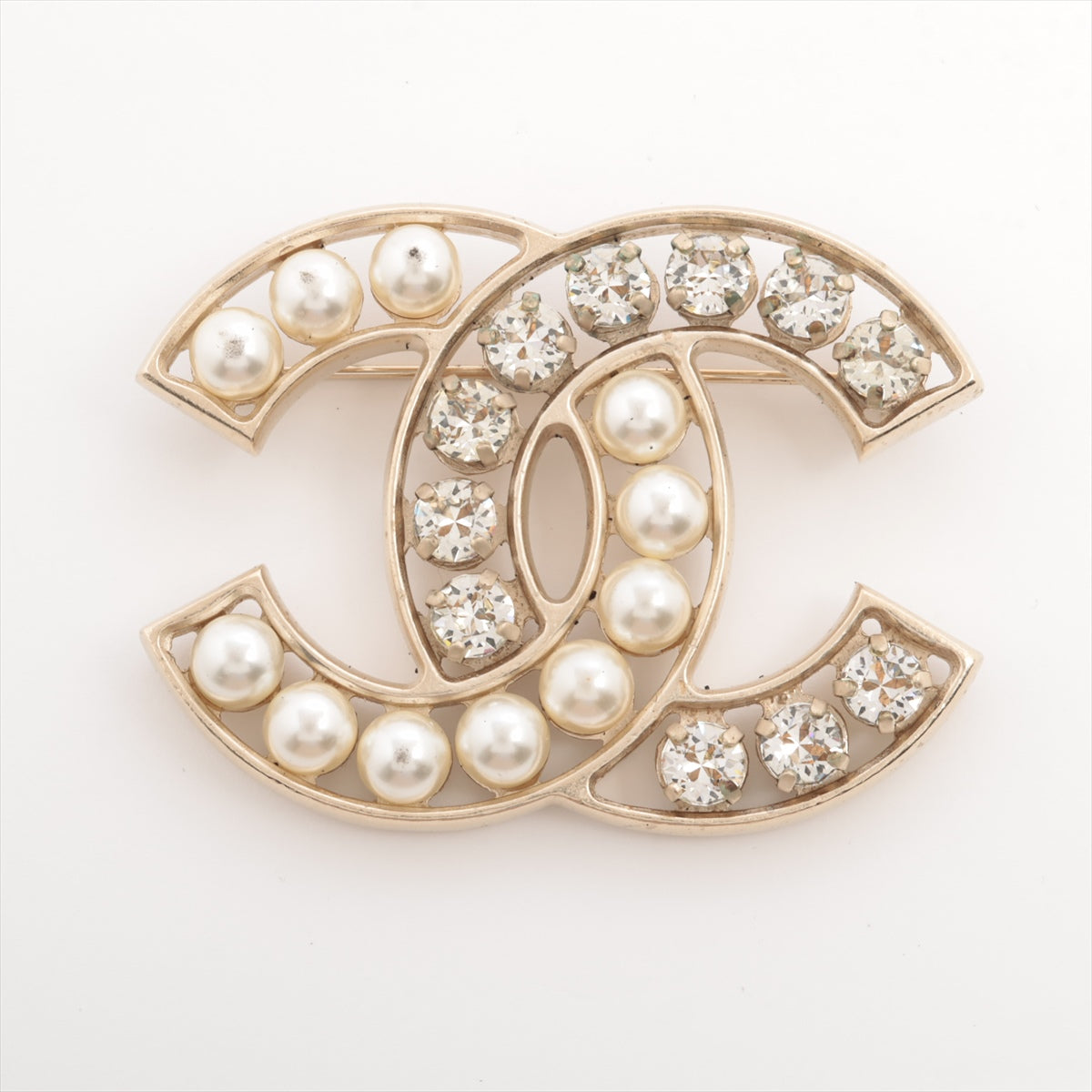 Chanel Coco Logo Rhinestone Pearl Brooch Costume Jewellery – THE
