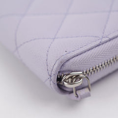 Chanel Caviar Classic Long Zipped Wallet Light Purple