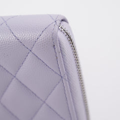 Chanel Caviar Classic Long Zipped Wallet Light Purple