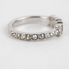 Christian Dior Logo Silver Rhinestone Ring Size M Costume Jewellery