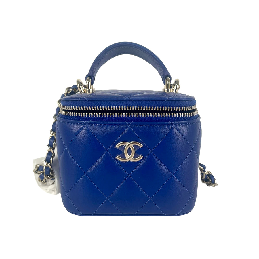 Chanel Small Vanity Bag With Handle Chain Light Blue