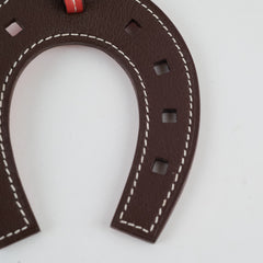 Hermès Paddock Fer A Cheval Horse Shoe Charm Evergrain Rouge Grenat/Ebene