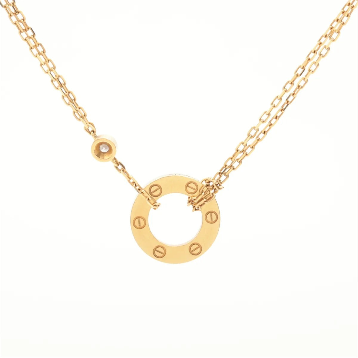 34606 Cartier Love Pendant 2 Diamond Yellow Gold Necklace photo 2