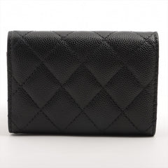 Chanel Tri-Fold Black Caviar Compact Wallet