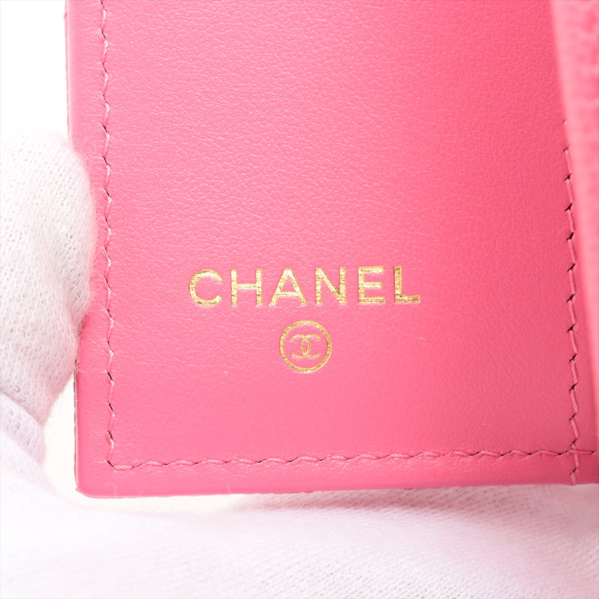Chanel 22P Enamel CC Pink lambskin pending clutchMini wallet on chain   Globalluxcloset