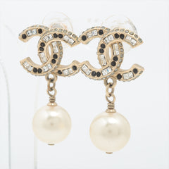 ITEM 21 - Chanel Large Coco Mark CC Piercing Earring Pearl and Diamontes