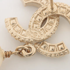 Chanel Coco Logo Pearl Drop Rhinestone Earrings Costume Jewellery