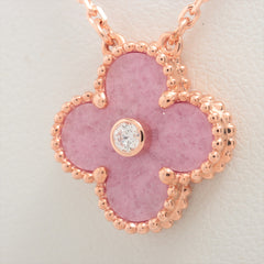 Van Cleef & Arpels Vintage Alhambra Rhodonite Diamond 2021 Holiday Necklace