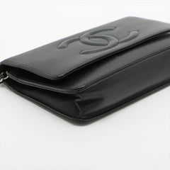 Chanel Coco Mark Caviar Black Wallet On Chain WOC