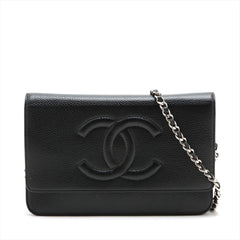 Chanel Coco Mark Caviar Black Wallet On Chain WOC