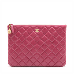 Chanel Matelasse Lambskin Pink Clutch Case bag
