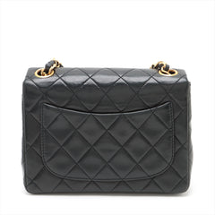 Chanel Mini Vintage Square Single Flap Lambskin 24k Gold Black Bag