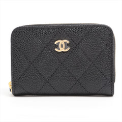 Chanel Black Caviar Zipper Card Case