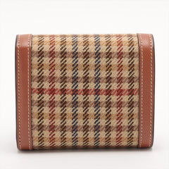 Celine Triomphe Brown Plaid Compact Wallet