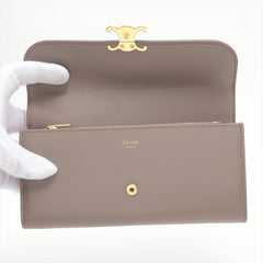CELINE Triomphe Leather Large Long Wallet Taupe