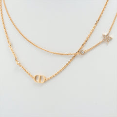 Christian Dior CD Star Rhinestone Gold Necklace Costume Jewellery