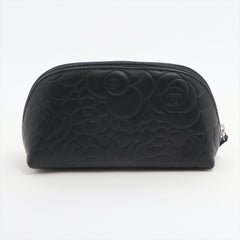 Chanel Camelia Lambskin Black Pouch Clutch