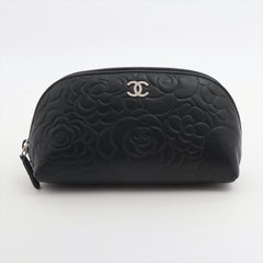 Chanel Camelia Lambskin Black Pouch Clutch