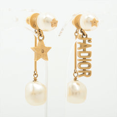 Christian Dior J'Adior Star Gold Pearl Drop Earrings Costume Jewellery