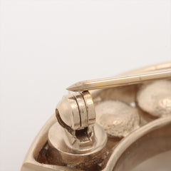 Chanel Coco Logo Pearl Light Gold Brooch Costume Jewellery