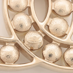 Chanel Coco Logo Pearl Light Gold Brooch Costume Jewellery