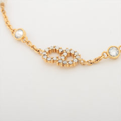 Dior Petit CD Yellow Gold Rhinestone/Pearl Bracelet Costume Jewellery