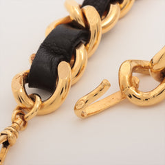 Chanel Coco Gold Chain Black Leather Belt Size 80cm Costume Jewellery