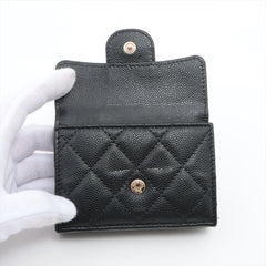 Chanel Compact Caviar Black Wallet - Microchipped