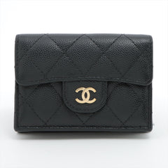 Chanel Compact Caviar Black Wallet - Microchipped