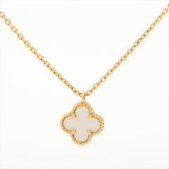 Van Cleef & Arpels Sweet Alhambra Mother Of Pearl MOP Necklace Yellow Gold