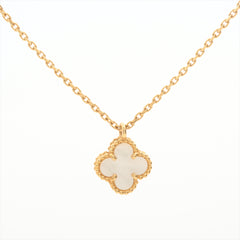 Van Cleef & Arpels Sweet Alhambra Mother Of Pearl MOP Necklace Yellow Gold