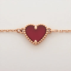 Van Cleef & Arpels Sweet Alhambra Hearts Carnelian Bracelet