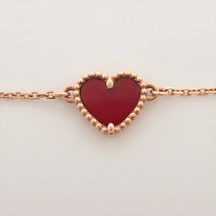 Van Cleef & Arpels Sweet Alhambra Hearts Carnelian Bracelet