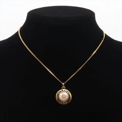 Chanel Logo Pearl Necklace
