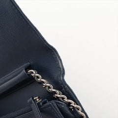 Chanel Chevron Caviar Wallet on Chain Navy